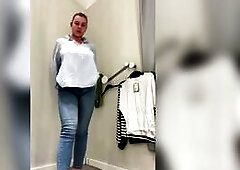 Hard screwing in public fitting room