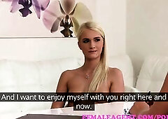 FemaleAgent Breasty agent slips her sex toy unfathomable inside hot blondes twat