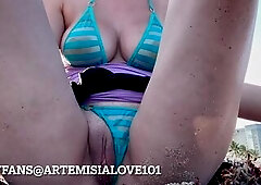 Slutty hawt Italian mother I'd like to fuck Artemisia Love flashing her moist snatch at the beach OF@ARTEMISIALOVE101