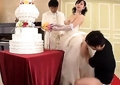 Buxom Oriental wife in sexy lingerie cuckolds her husband