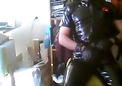 Stroking in rubber and smokin'