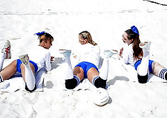 Volleyball coach fucks three babe at once