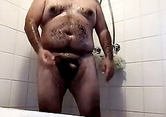 Caught in the shower jacking off, GIANT load by LARGE MALE