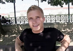 Blond-haired angel takes a facial after raw anal