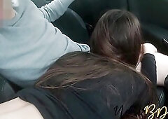 My colleague couldn't expect to suck my large shlong in the car and ride on it with her large butt taking cum