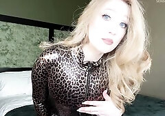 Large Titties Large Butt Blond mother I'd like to fuck Leopard Print Try On with JOI Masturbation Encouragement