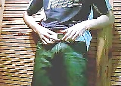 Sexy guy in red panties shooting