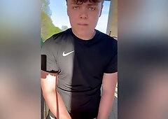 Risky Outdoor Cumshot In Hot Sport Clothing