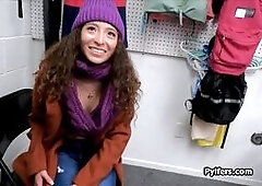 Mesmerizing brunette Latina teen babe Amber tried to steal make up but got busted and now she has to face the consequences.. the officers fat dick!