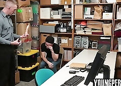 Young perp anal fucked by a dildo and LP officers cock