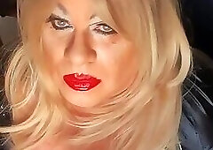 latex smoking glossy red lipstick