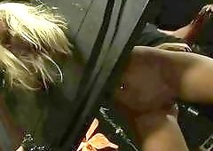 Blonde slave babe titty pumped and fucked super rough BDSM