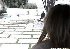 Randy golden-haired with biggest milk jugs, Danielle Derek got stuffed with 2 large, ebony ramrods