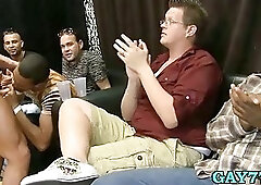 Boy sucking stripper at party