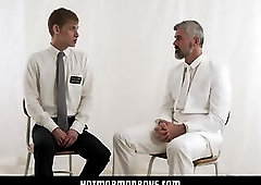 Blonde Mormon Twink Boy Sex With Church President During Worthiness Interview