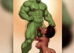 A tribe of large ass Afro sluts on High heels and nipp piercings, getting invaded, enslaved and drilled properly by the savage orcs with biggest green