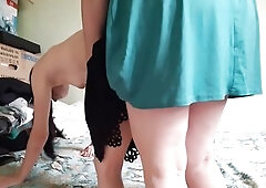 My stepmom used a belt-on on me and hard banged me doggy-style