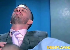 DUDES FROLICKING - Bearded businessmen Franky Fox and Jp Dubois rock hard no condom