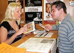 Bizarre quickie with a skinny European blonde named Polina