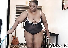 Obese Butt Black big beautiful woman undressed home cleaning - Mara Exotic