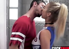 Wife in cheerleader dress bangs stranger ifo cuckold spouse