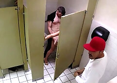 Waiter ravaged the neglected COUGAR in the public restroom while her hubby is waiting by the table