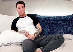 Solo Tattooed Stud Jerking Cock Till Cumshot After Casting 7 Min - Gay Porn