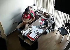 Slutty secretary sucks cock and gets fucked on hidden camera