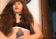 insatiable transgender crossdressing punk femboy juggles on trunk