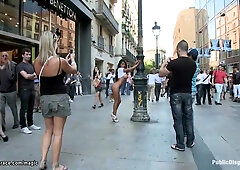 Big fake tits hoe screwed in public