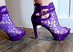 Pregnant PAWG in purple dress asks black maintenance worker to creampie her in the kitchen