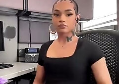 Ebony teen office mast and 2 cumshots