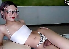 skinny japanese teen tgirl in glasses camshows solo