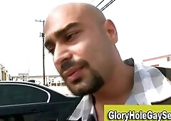 Foolish straight guy at gloryhole