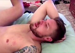 Two black shemales give a lesson to a guy while his girlfriend watches