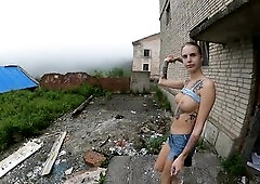 Walk around the horrible buildings with my hot bbe