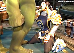 Futanari Alliance Human Captain Ashtinn sucks/ screwed by Orc (dressed)