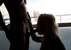 Roommate BANG in the shadow of the balcony - EVERYBODY could watch!