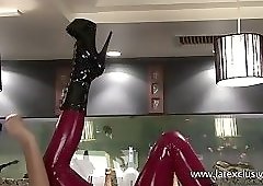 Lara - Red Latex Sleeveless Catsuit