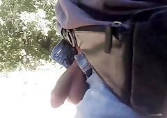 Francky exhibnaturist rails pipe looks on woods path