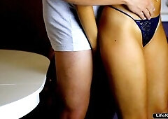 The cutie in the denim shorts wasn't averse to me cumming in her