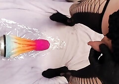 Some recent anal play time with biggest toys, anal climax and cum discharged after unfathomable sounding.