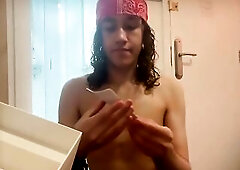 Trans Gal Femboy Playfully Unbox My Apple HomePod in Hawt Underware