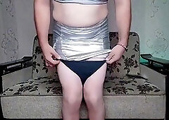 Hot compilation of cute red-hot t-girl crossdresser Sissy Kitty with a big ass