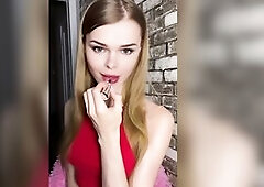 shy teen shemale making a sexy show