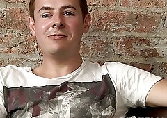 Naughty jock takes his clothes off and strokes his schlong