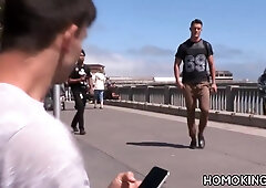 Hot Guy Picking Up And Sipping Off A Sporty Man On The Beach