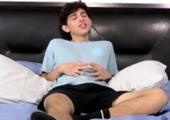 youthfull guy interviewed before he casually strokes off