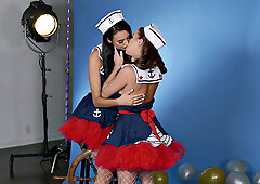 Get up close and personal with these hot backstage lesbians getting frisky with each other's bodies