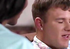 Horny shemale invites two guys over for an anal threesome